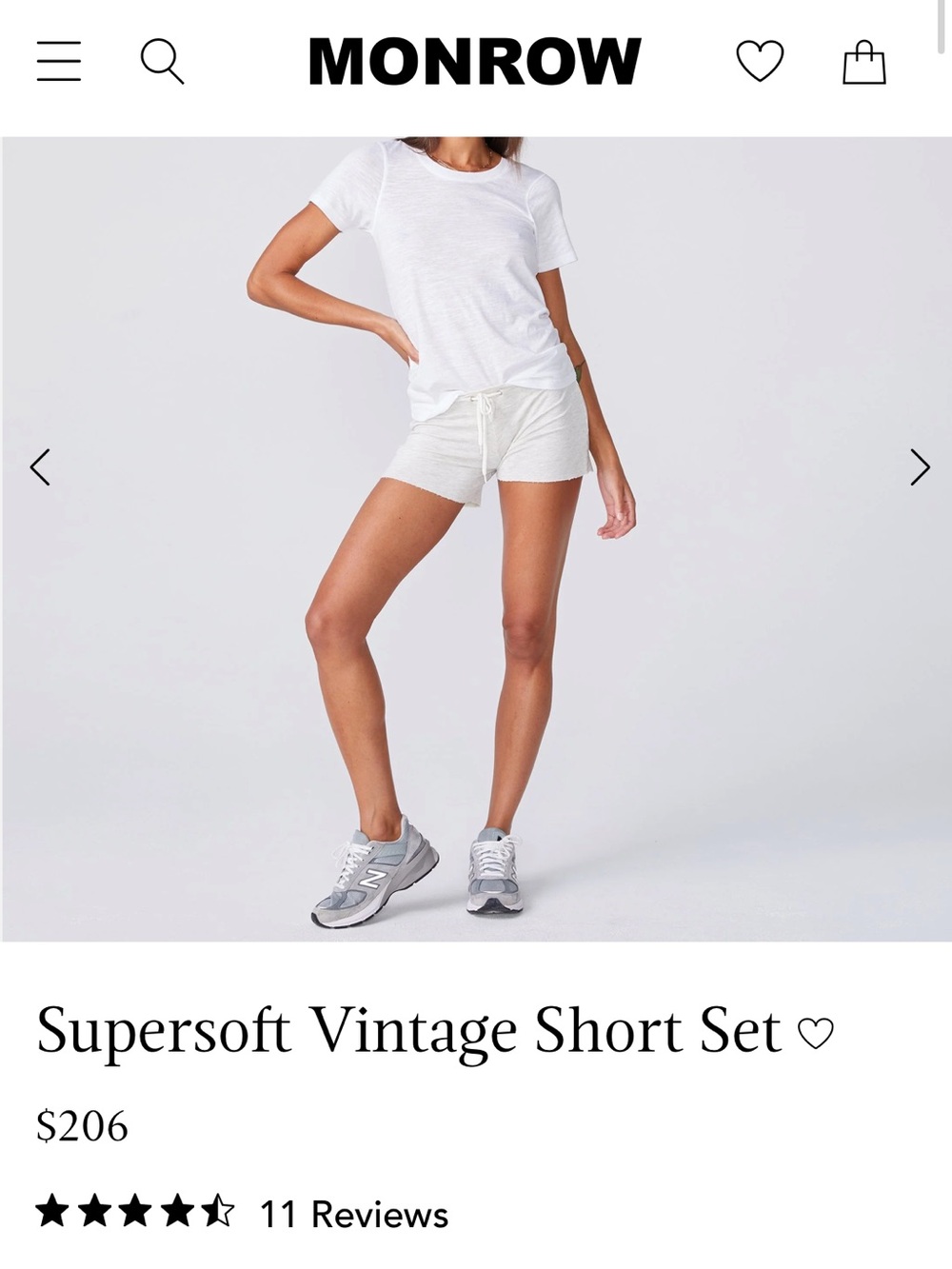 Monrow Supersoft Vintage Shorts in Cream